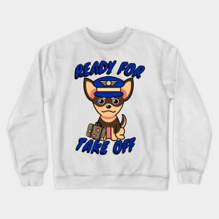 Cute small dog is a pilot Crewneck Sweatshirt